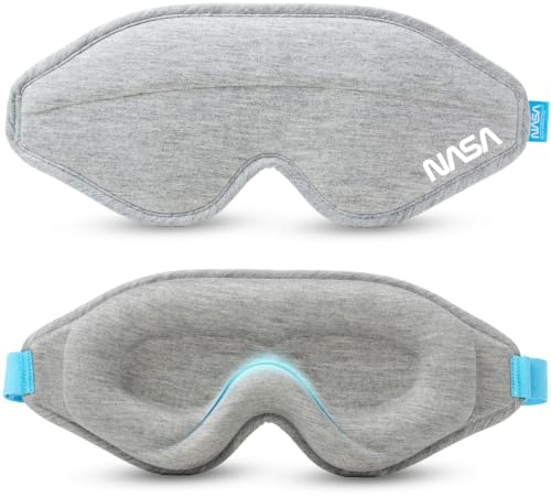 NASA Sleep Mask with LightBlock™ Barrier | Total Blackout | For Men & Women | Official NASA Design | Cooling Memory Foam | 3D Eye Cups | Includes Noise-Blocking Earbuds
