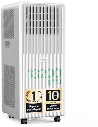 KresicoKlima Portable Air Conditioner, 13200 BTU 4-in-1 AC Unit with Cooling, Fan, Dehumidifier & Sleep Mode, Window Installation Kit, Remote Control, Suitable for Home Office Use
