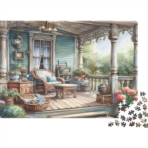 Gemütliche Veranda Szene 1000 Teile Puzzle Für Erwachsene, Impossible Kunst, Papierkunst Stressabbau Achtsamkeit 52x38cm/1000pcs