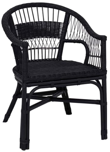 vidaXL Stapelstuhl Schwarz 60 x 60 x 81 cm Rattan, Schicker, moderner Stuhl, stapelbar aus Rattan, ideal fürs Essen, Wohnen, Home Office, robust und praktisches Design
