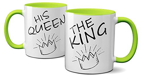 Papayana 1025 The-King-HIS-Queen Tasse imprimée des deux côtés 325 ml vert clair