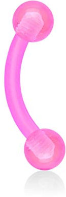 viva-adorno® Piercing Banane Augenbrauenpiercing Kunststoff Acryl Kugeln Z306 pink, 1,2x8x3mm