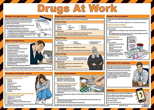 Safety First Aid Group Drugs at Work Poster - Laminated (59 x 42 cm) | 60cm x 43cm, Laminated