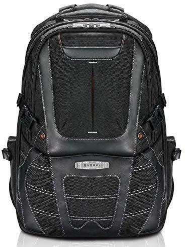 Everki EKP133B Concept 2 - Premium Laptop Rucksack für Notebooks bis 17 Zoll mit patentiertem Eckenschutzsystem, RFID Fach, Brillen Hartschalenfach, Trolley Lasche, Schwarz (Noires), 50 centimeters