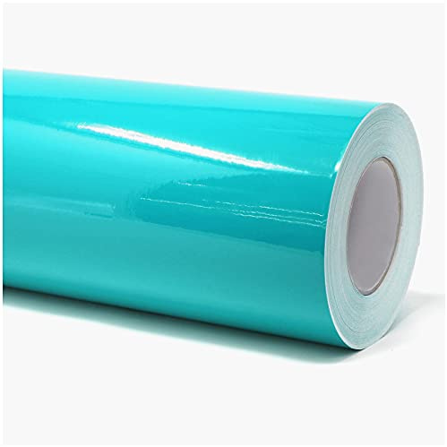 Finest Folia (7€/m² Plotterfolie Möbelfolie glänzend Glanz Klebefolie Küchenfolie selbstklebende PVC Folie 63cm Medienbreite (054 Türkis, 5 Meter)