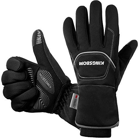 KINGSBOM -40F° Waterproof & Windproof Thermal Gloves - 3M Thinsulate Winter Touch Screen Warm Gloves - for Cycling,Riding,Running,Outdoor Sports - for Women and Men(Black,Large)
