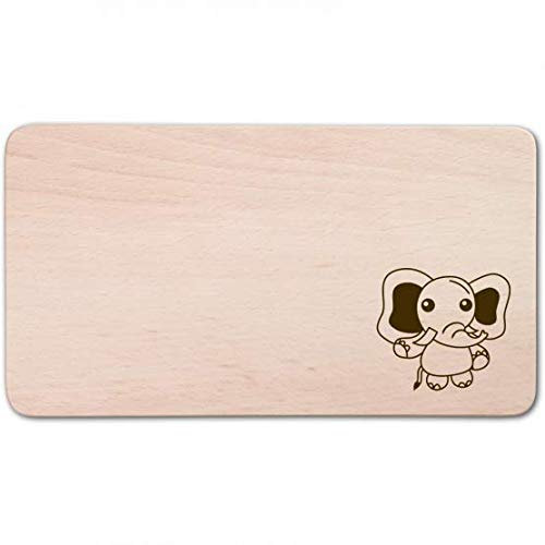 mit individueller Gravur: Frühstücksbrett, rechteckig, mit Motiv Elefant aus Holz 22 cm