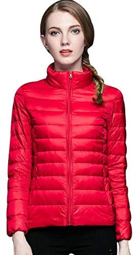 Leichte Daunenjacke Damen Steppjacke Leichter Daunenmantel Damen Stepp Winter Daunen Winterjacke Damen Leicht Ultraleichte Dünne Steppjacken Frauen Federleichte Übergangsjacke Light Down Rot 4XL