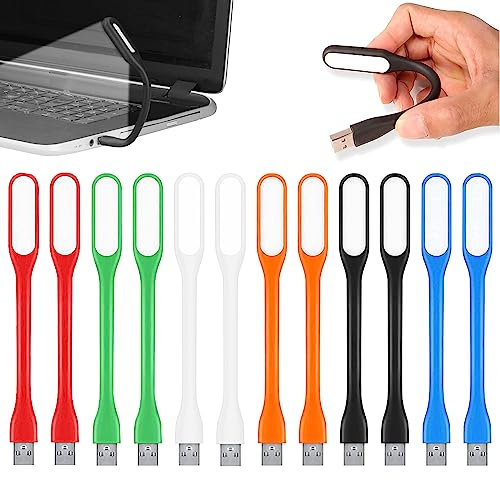 12 Piezas Mini Lamparas USB Portatil Flexible Lámparas LED de Lectura USB,Luz para Teclado USB,para Ordenador Portátil o Banco de Energía(6 Colores)