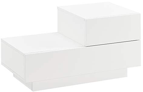 [en.casa] Nachttisch mit 2 Schubladen Nachtschrank 38x70x35cm Kommode Beistelltisch Schubladentisch Weiß Hochglanz
