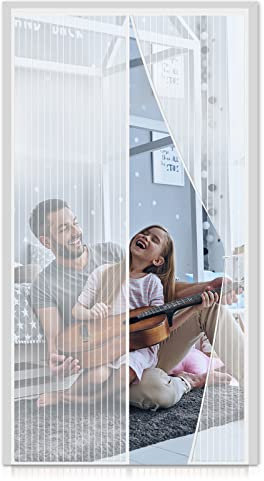 FORTRY Fliegengitter Magnet Tür 90x210cm, Fliegengitter Magnet Balkontür Ohne Bohren Kinderleichte Klebemontage, fliegenschutztür Ist Ideal für Die Balkontür, Terrassentür, Wohnzimmer, Weiß
