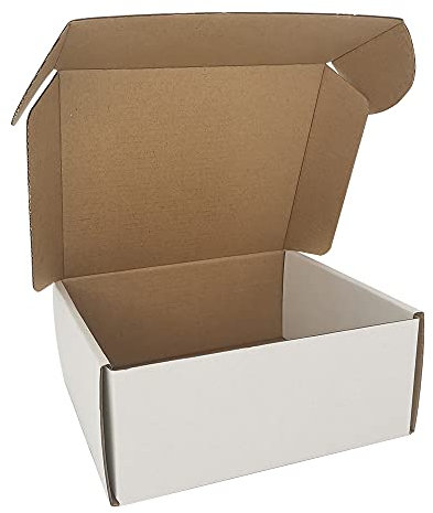 CH-BOX 50 Pack 18x15x7.5 cm (7x6x3 in) Shipping Boxes, Small White Corrugated Cardboard Postal Boxes, for Packaging Posting Mailing Small E-Commerce Business