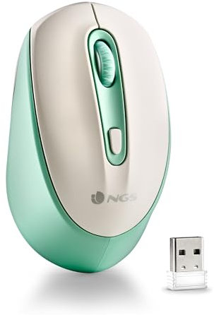 NGS SMOG-RB MINT - Mouse Multidispositivo Wireless Ricaricabile con Illuminazione a LED, Tecnologia Bluetooth 3.0/5.0, 2.4Ghz, Portata 10M, Durata della Batteria 50 Ore, Verde e Bianco