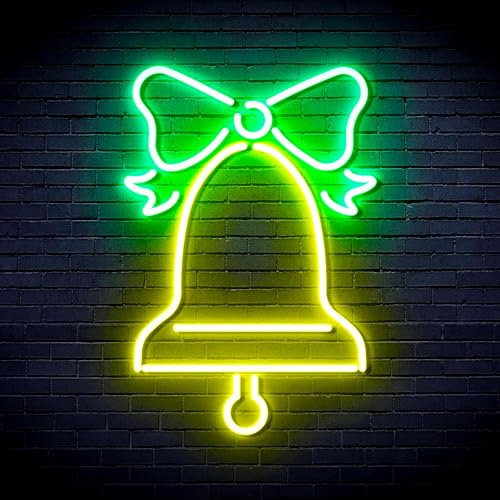 Weihnachtsglocke mit Band Flex Silikon LED Neon Schild - Grün & Gelb - st16s33-fnu0094-gy