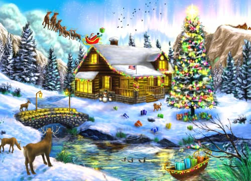 Brain Tree - Christmas Scenery 1000 Piece Puzzle for Adults: With Droplet Technology for Anti Glare & Soft Touch