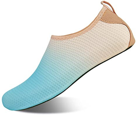 IceUnicorn Badeschuhe Wasserschuhe Damen Herren Schwimmschuh Strandschuhe Aquaschuhe Bequeme Passform(Rosa Blau, 40/41EU)