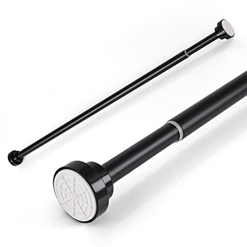 Stainless Steel Extendable Shower Curtain Pole 105-175cm Tension Rods for Curtains Telescopic Curtain Pole No Drilling Adjustable Shower Curtain Rail for Kitchen Cupboard Closet Bathroom Window, Black