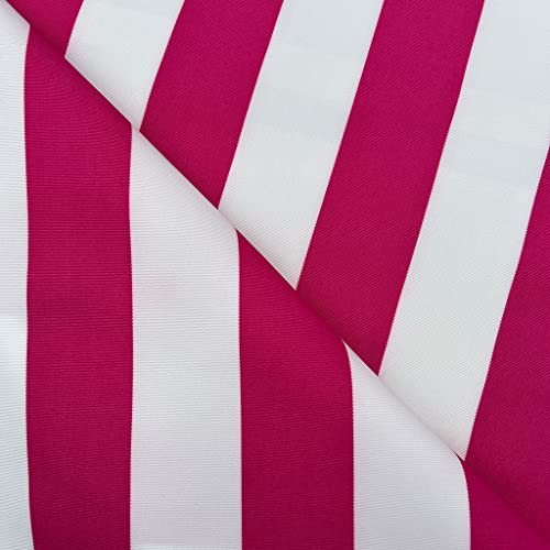 Gestreifter, robuster, UV-beständiger, wasserabweisender, strapazierfähiger Outdoor-Pavillon, Markise, Liegestuhl, Kissen, Stoff, 150 cm breit (pro halber Meter, Hot Pink)