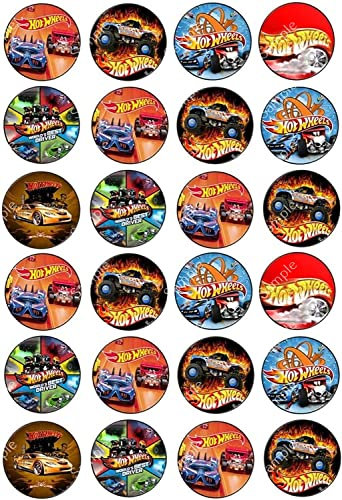 24 x PRECUT Racing Car Edible Wafer Cupcake Toppers Cake Decoration