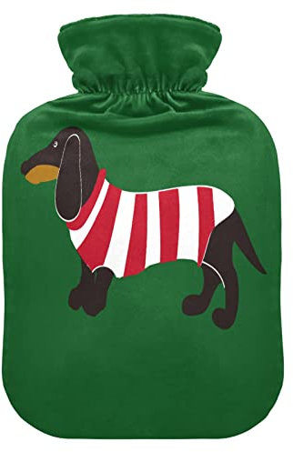 Tier-Dackel-Wärmflasche mit Bezug, 1 l transparente Wärmflasche, heiße Kaltkompresse, ideal für Krämpfe, Rücken, Schulter, Schmerzlinderung, Kinder, Männer, Frauen, Handfußwärmer