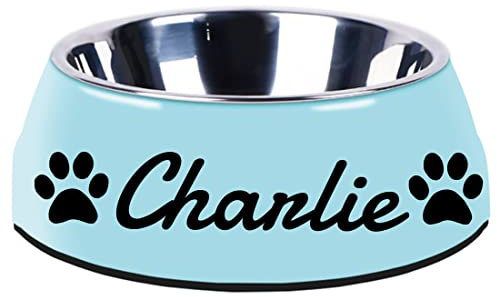 Gamelles personnalisées pour chien ou chat - Avec fond antidérapant - Pour animal domestique - Bleu