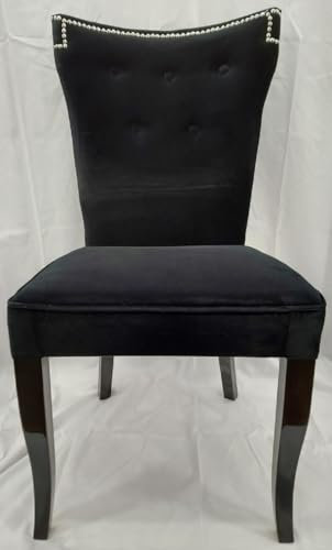 Casa Padrino Silla de Comedor de Lujo Negro/Plata - Silla de Cocina con Tela de Terciopelo Fino - Muebles de Comedor - Muebles de Cocina - Interiores de Lujo - Interiores de de Comedor