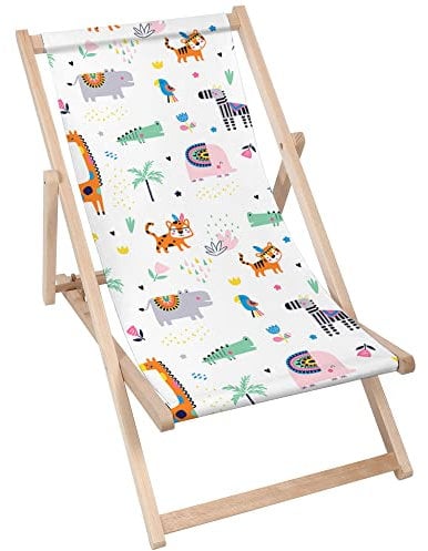 DreamRoots Sdraio Pieghevole Bambini 130kg - Sedia Pieghevole - Sdraio Legno Di Faggio - Sediolina Mare Bambini 100% poliestere 220 g/m2