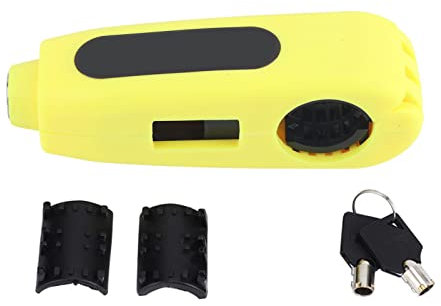 Motorcycle Brake Lever Lock, Motorbike Handle Bar Brake Lock Grip Throttle Lock Universal Motorcycle Handlebar Anti Theft Safety Lock with key, for Scooter Moped ATV (Yellow)