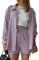 VEVESMUNDO Damen Sommer Musselin Bluse Hemd und Shorts Zweiteiler Set Baumwolle Strand Outfit Set Gr.36 38 40 42 44(Lila,L)