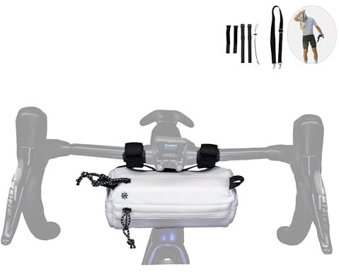 Lumiere & Co. Bike Handlebar Bag - Durable, Multiple-Size Options and Multi-Color Options -Dual Elastic Straps, Clips & Hook & Loop Attachments (Mini, White)