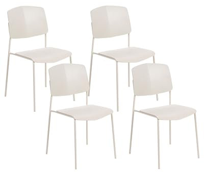 Esszimmerstuhl 4er-Set Kunststoff beige mit hoher Lehne Metallbeinen Astoria
