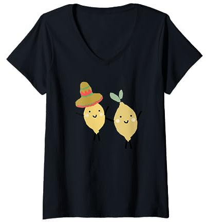 Cinco De Mayo Mütze mit zwei Zitronen T-Shirt mit V-Ausschnitt