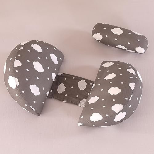 SHANNA Neu Schwangerschaftskissen Einstellbar, Komfortkissen Erwachsene, Ganzkörperkissen, Stützkissen Body Pillow, Stillkissen Körperkissen Abnehmbar Waschbar(Wolkengrau)