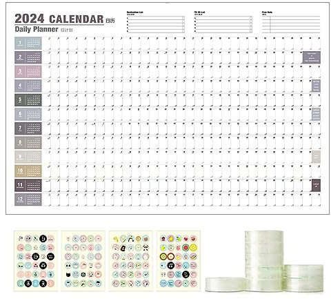 Wandkalender 2024 Wandkalender groß Jahresplaner Jahresplaner 12 monatliche Horizontalkalender Januar bis Dezember für einfache Planung 2024 Monatsplaner 2024 Monatskalender 2024 Wandkalender