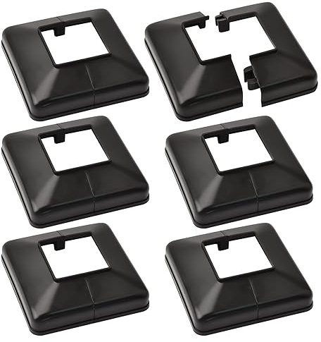 UFURMATE Copertura per base per palo, 6 piastre di copertura per pali in plastica, 50 x 50 mm, copertura decorativa per ringhiera, copertura quadrata per ringhiera per scale, corrimano, recinzione