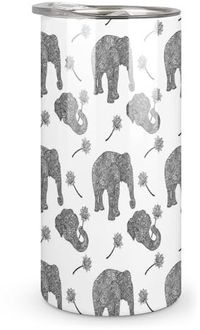 Elefantes en estilo asiático Mandala taza de café de viaje de acero inoxidable vaso de agua aislado con tapa 10 oz para mujeres hombres