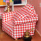 CDQL Miniatur-Einzelsofa, Couch-Sessel mit Kissen für 1:12-Puppen, DIY-Puppenhaus-Zubehör, Holzmöbel, Handgefertigte Bastelbedarf, Rot Kariert (Rot)