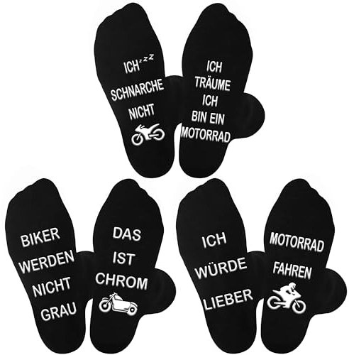Jeasona 3 paia di calzini moto antiscivolo 43-46 Regali moto per uomo Accessori moto divertenti