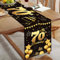 Tischläufer 70. Geburtstag Schwarz Gold Happy 70th Birthday Tischband zum 70 Geburtstag Männer Frauen Jahrestag Feier Party Dinner Tisch Leinen Tuch Deko für Zuhause Küche Draußen Drinnen, 180x35 cm