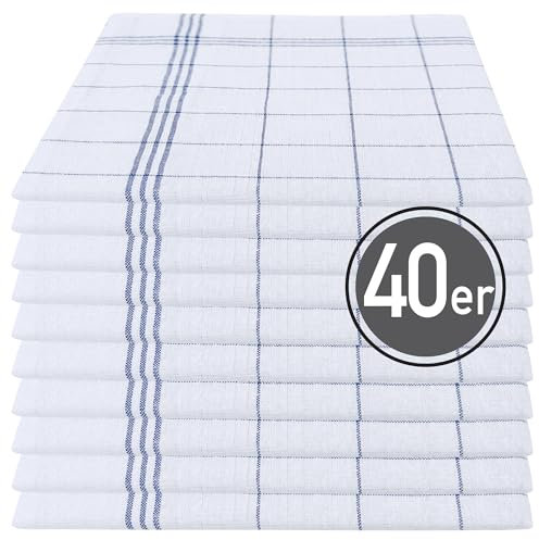 Pataya 40er Set Geschirrtücher Baumwolle – Oeko-TEX Zertifiziert Extrem saugstark Trockentücher Küchenhandtücher Küchentücher Geschirrhandtücher Waschbar bis 90°C - Blau