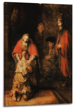 Rembrandt Van Rijn Poster Die Rückkehr des verlorenen Sohnes von Rembrandt Van Rijn, coole Kunstwerke, Gemälde, Wandkunst, Leinwanddrucke, Hängebild, Heimdekoration, Geschenkidee, 60 x 90 cm