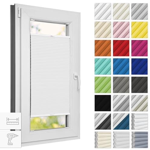 Estika Wabenplissee mit Bohren verdunkelung 30 cm x 230 cm - Waben: Grauweiß - Rollos für Fenster, Jalousien Fenster für innen, Raffrollo, Fenster plissee