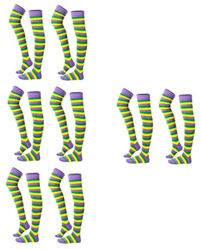 IMIKEYA 8paare Gestreifte Overknee-socken Für Cosplay Und Partys Vielseitige Festival-Accessoires Und Elastisch Für Kostüme Und Schuluniformen