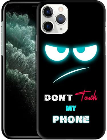 GlamCase for iPhone 11 Pro, iPhone 11 Pro Case - Don'T Touch My Phone With Teal Eyes Design Printed Slim Fit Cute Plastic Hard Protective Designer Back Phone Case/Cover for iPhone 11 Pro.