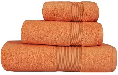 Mixibaby 3 Teilig Luxuriöse Hotel Qualität Gästetuch 30x50cm Handtuch 50x100cm Duschtuch 70x140cm, Farbe :Terracotta