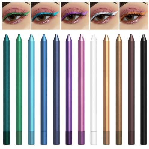 Delineador de Ojos, 12 Colores Eyeliner Set, Delineador de Ojos, Lápiz Delineador Líquido Mate, Perdurable Y Antimanchas para Halloween Cosplay, Crea un Maquillaje de Ojos Exquisito
