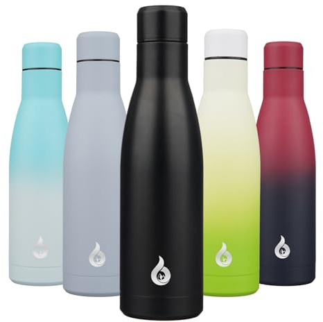 BJPKPK Borraccia termica da 500 ml, in acciaio inox, lavabile in lavastoviglie, thermos in metallo, mantiene freddo e caldo, nero notte