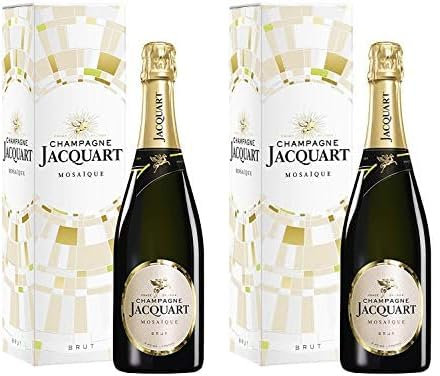 CHAMPAGNE JACQUART – Mosaïque Brut - Bouteille 75 cL en Étui cadeau - Cuvée pour des petites ou grandes célébrations (Lot de 2)