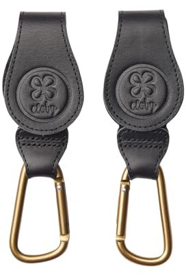Cloby CBY-SHK-BLA Kinderwagenhaken 2er Set Leder - schwarz