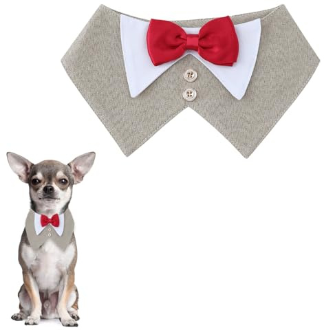 Yoolhamy Hunde Smoking Bandana, Fliege für Hunde Hochzeit, Haustier Dreieck Schal, Formale Hochzeit Party Hundehalstuch, Verstellbar Krawatte Haustier Anzug Fliege Bandana für Geburtstag Weihnachten